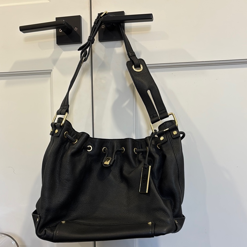 Vince Black Leather Shoulder Bag